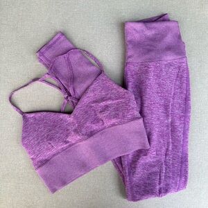 ALO Yoga Purple Sports Bra/Legging Set